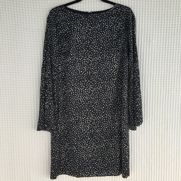 The Limited | Pleated Sleeve Dress Brush Dot Navy - Picture 3 of 7